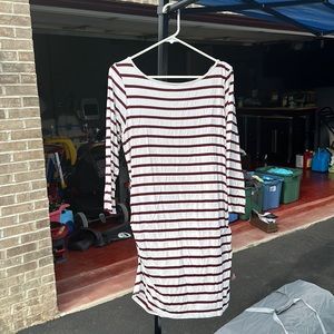 Burgundy and cream maternity top